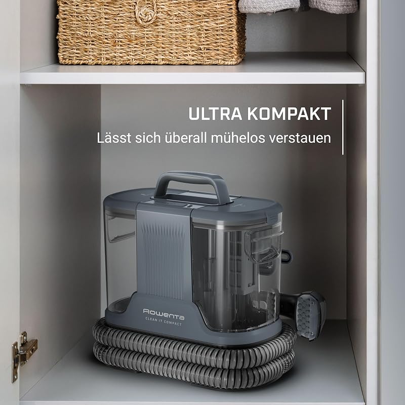Clean It Fleckenreiniger, tragbarer Multi-Reinigungs-Teppichreiniger, kompaktes Design, ideal für Haustierschmutz, 400 Watt, 1,5-Liter-Frischwassertank, Grau, IN3011F0