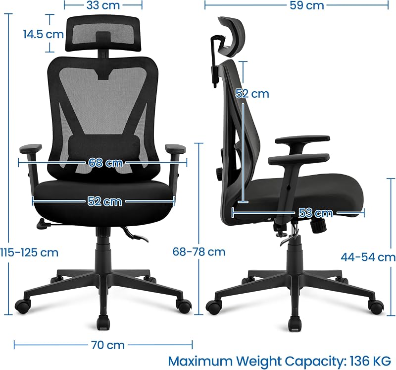 Poltrona/Sedia Ufficio Bloccabile Ergonomica Lombare Ruote Nera
