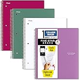 Five Star Spiral Notebook + Study App, 100 Sheets, 1 Subject, College Ruled Paper, Fights Ink Bleed, Water Resistant Cover, 820337-ECM, Purple, Pink, White &amp; Green, 8-1/2" x 11", 4 Pack