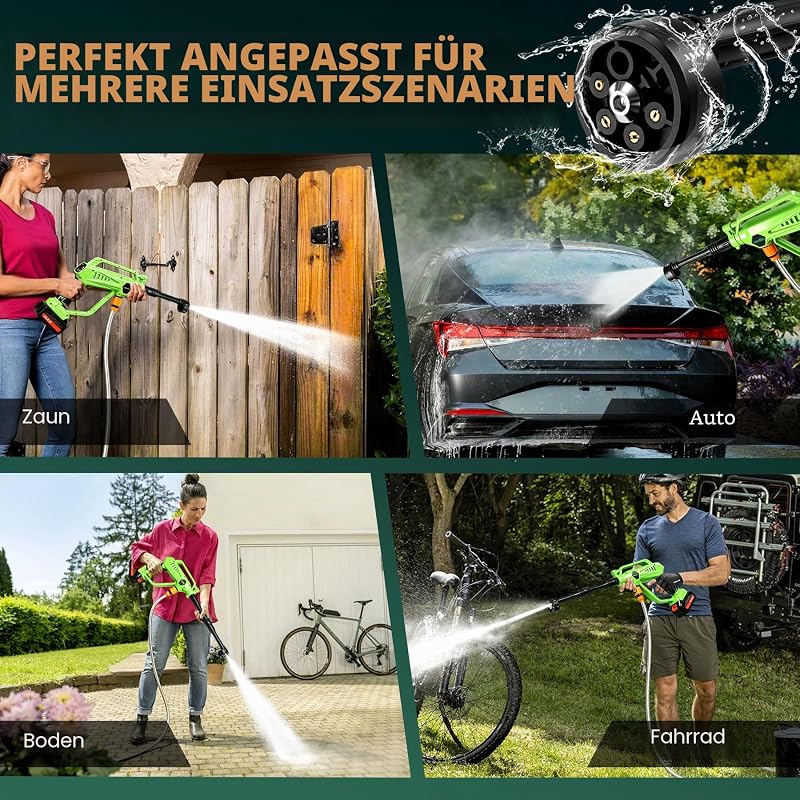 Akku Hochdruckreiniger Auto,800PSI Mobiler Hochdruckreiniger Pistole