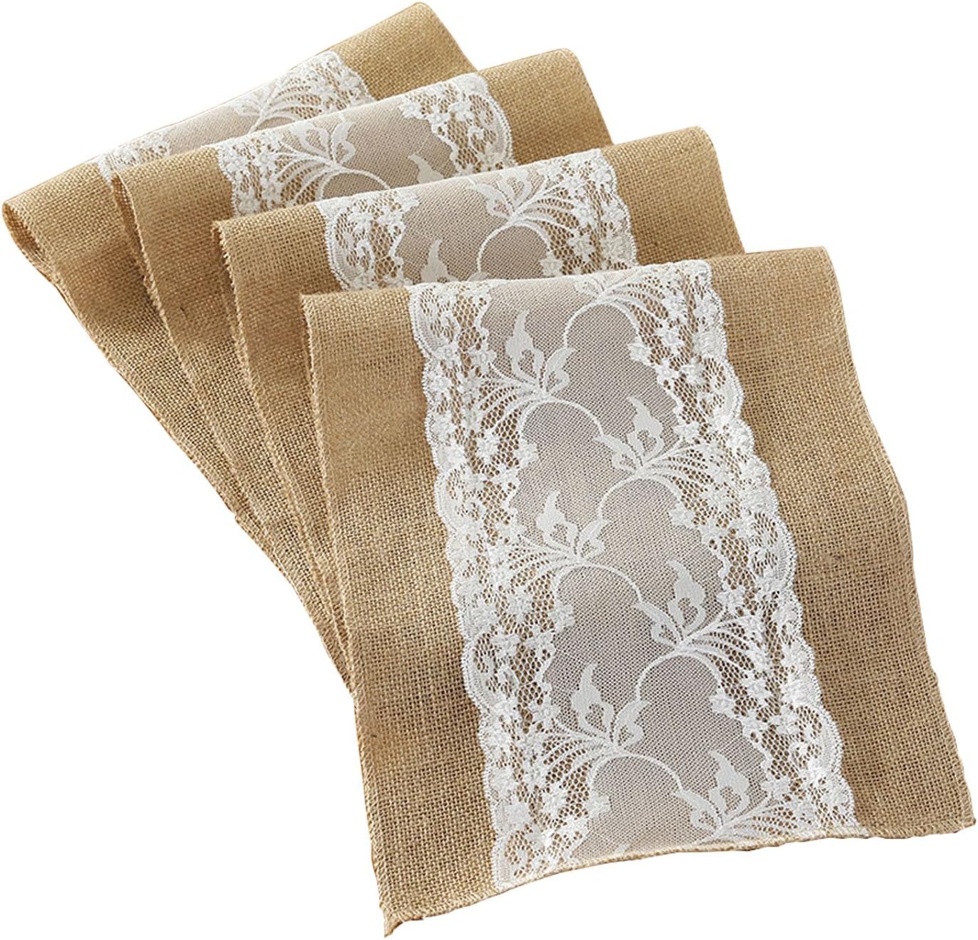 Best burlap with lace table runner