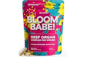 BLOOMEO Beef Organ Supplement for Women | 100% Grass Fed Beef Liver Capsules with Heart, Kidney & Reproductive Organs | Primal Hormone Balance & Ancestral Energy | Bloom Babe - Queen of Superfoods, 60ct