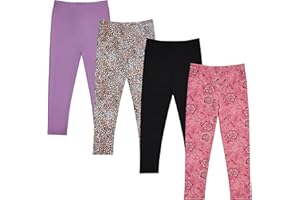 BTWEEN Stylish Girls' Leggings Set - Comfortable, Durable, and Versatile - Pack of 4 with Unique Patterns