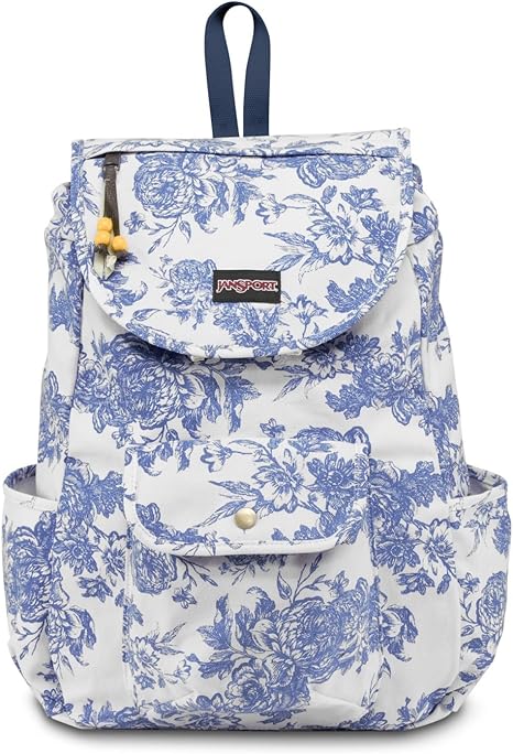 jansport blue and white floral backpack