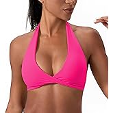 Sports Bra for Women Seamless Halter Padded Yoga Bras Open Back Gym Low Impact Workout Crop Tank Top