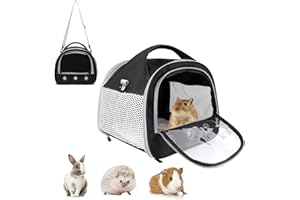 HOSUKKO Small Pet Carrier Bag with Mat Guinea Pig Travel Carrier with Strap Portable Breathable Rabbit Carrier Outdoor Pet Bag for Ferret Bunny Hedgehog Guinea Pig(10" L x 10" W x 12" H)