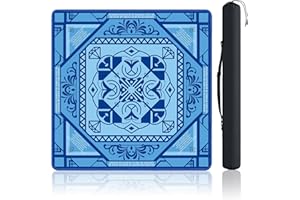 MUYURISE Mahjong Table Mat with Rules 31.5" x 31.5" Neoprene Rubber Square Blue Gaming Mat - Anti-Slip, Noise Reduction Durable & Easy to Clean for Mahjong Tiles, Poker, Dominoes & Board/Tile Games (Blue)