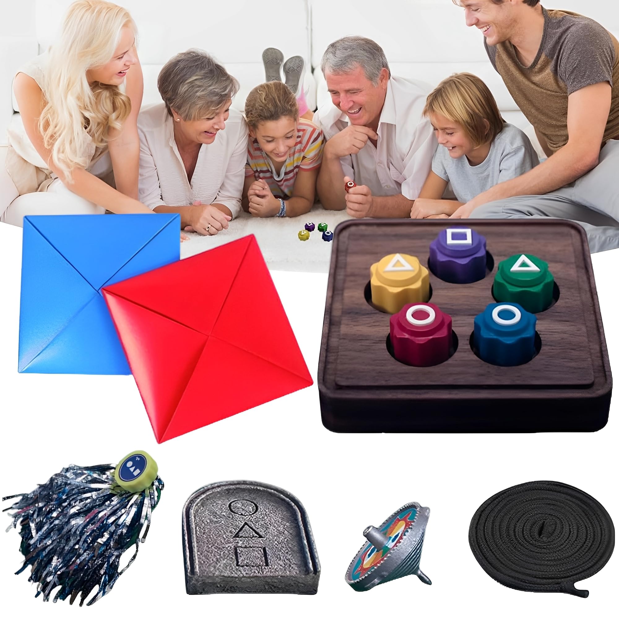 WYFCR Gonggi Game Set,Mini Game Grasping Stone Five Stones with Base,Korean Traditional Gonggi Stones Jacks with Colorful Pebbles,Gonggi Stone Kit Family Hand Eye Coordination Training