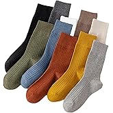 Riccess 10 Pairs of Retro Colorful Athletic Socks for Women, Solid Color, Above Ankle Crew Stretch Socks for Girls