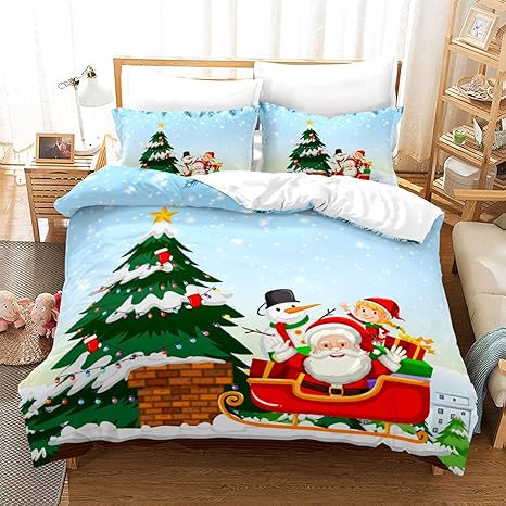 Amazon 寝具3ピースセット4ピースベッドダブルベッド羽毛布団カバーベッドセット デジタルプリントクリスマス漫画かわいいサンタ 男性 女性シングル ダブルキングベッドクリスマスプレゼント Style6 Xxxxxxs 寝具カバーセット オンライン通販