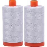 Aurifil Mako 50wt Thread 2 Large Spools: Dove 2600 Color