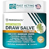 Pergenics Drawing Salve Tea Tree First Aid Theraphy Ointment for Boils and Cysts, Ingrown Hair Treatment, Bug Bite Itch, Rashes, Mosquito & Insect Bites, Minor Cuts, Burns, Soothing Skin Balm, 1 Oz