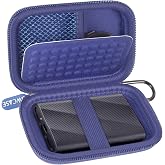 GWCASE for Samsung T9/T7/T7 Shield SSD Case, Anti-Shock, Blue | Anti-Shock Bubble Lining; Elastic Band + Carabiner; Mesh Pock