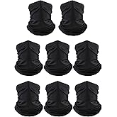 8 Pcs Summer Camo Neck Gaiter Scarf Bandanas for Men Sun Hoods Balaclava Cooling Breathable Face Mask Outdoor Sports (Simple, Black)