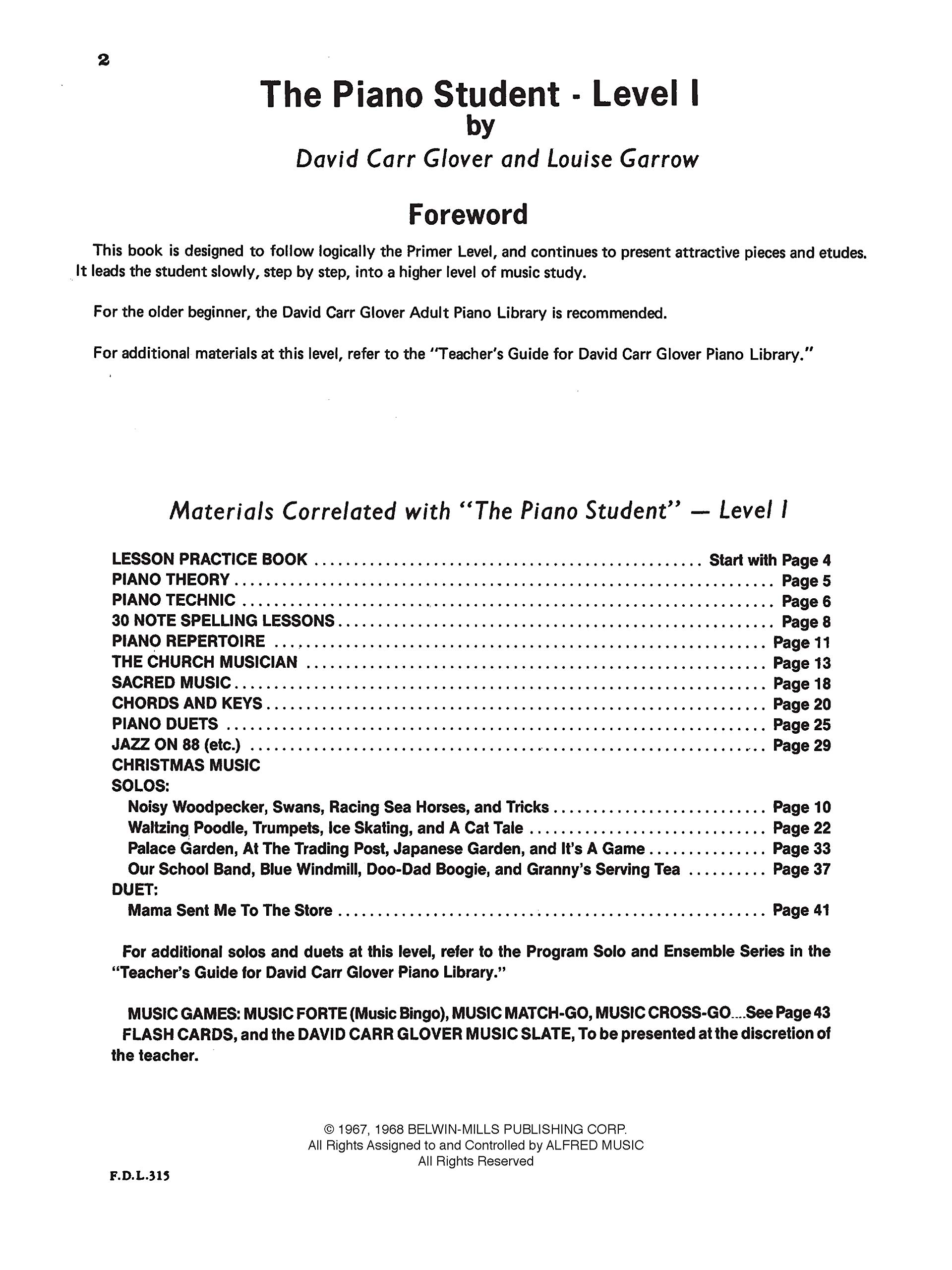 Piano Student Level 1 Amazon De Glover David Garrow Louise Fremdsprachige Bucher