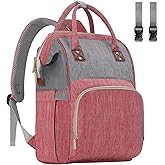 HABOPET Diaper Bag Backpack Multi-Function Baby Bag With Large Capacity and Insulated Pockets Diaper Backpack Organizer Bag for Mom/Dad, Pink+Gray