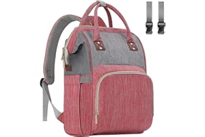 HABOPET Diaper Bag Backpack Multi-Function Baby Bag With Large Capacity and Insulated Pockets Diaper Backpack Organizer Bag for Mom/Dad, Pink+Gray