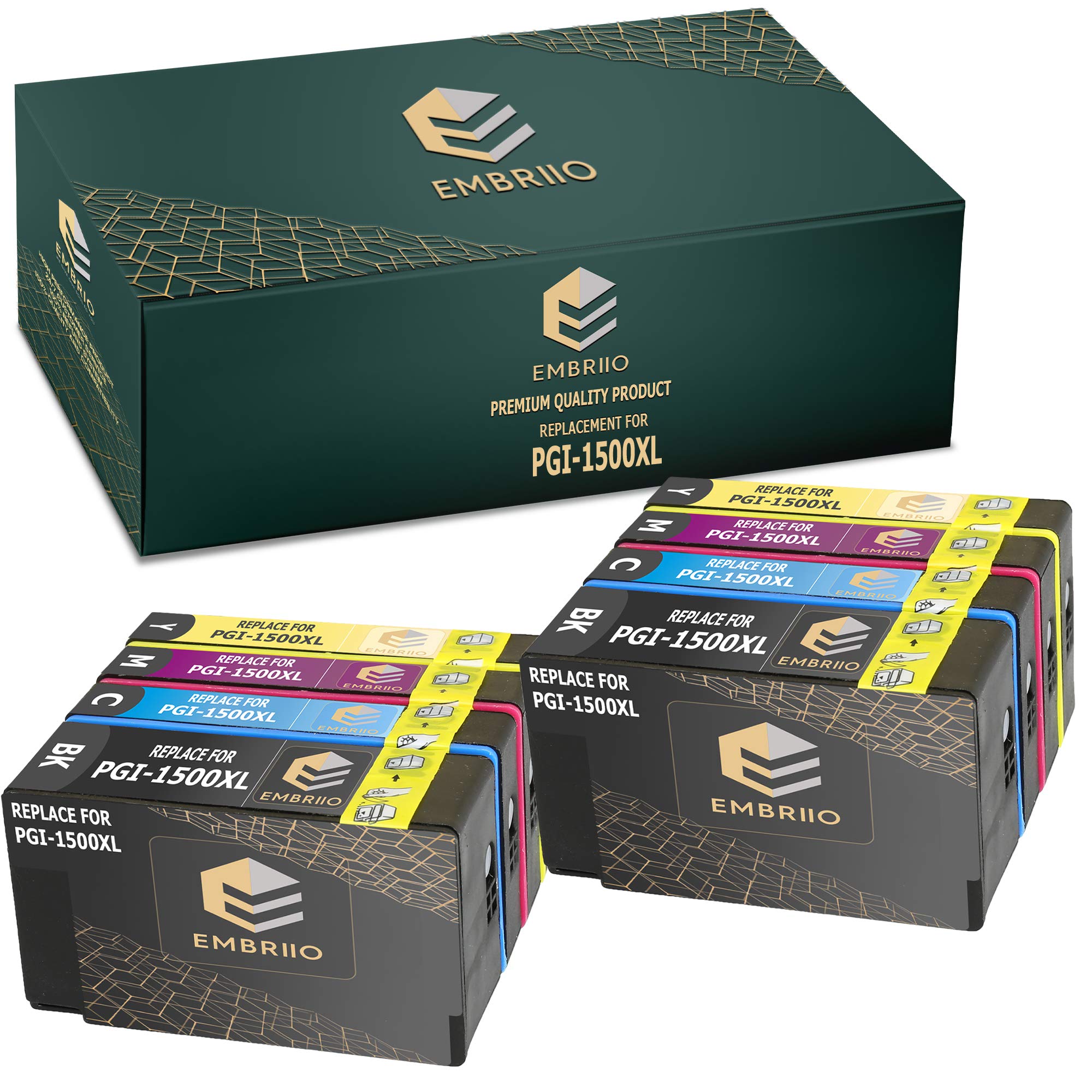 EMBRIIO PGI-1500XL PGI-1500 XL Set of 8 Compatible Ink Cartridges Replacement for Canon MAXIFY MB2050 MB2350 MB2750 MB2155 MB2150 MB2755
