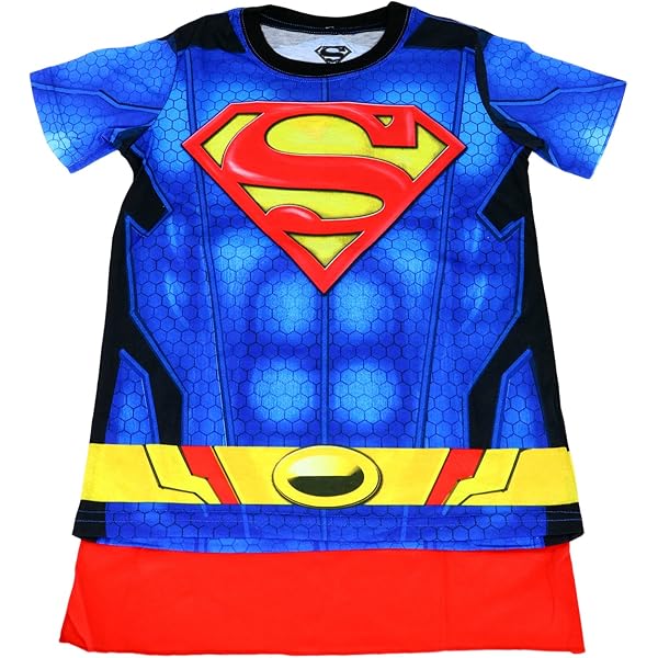 Superman Cape Justice League Superman Little Boys Cosplay T-Shirt