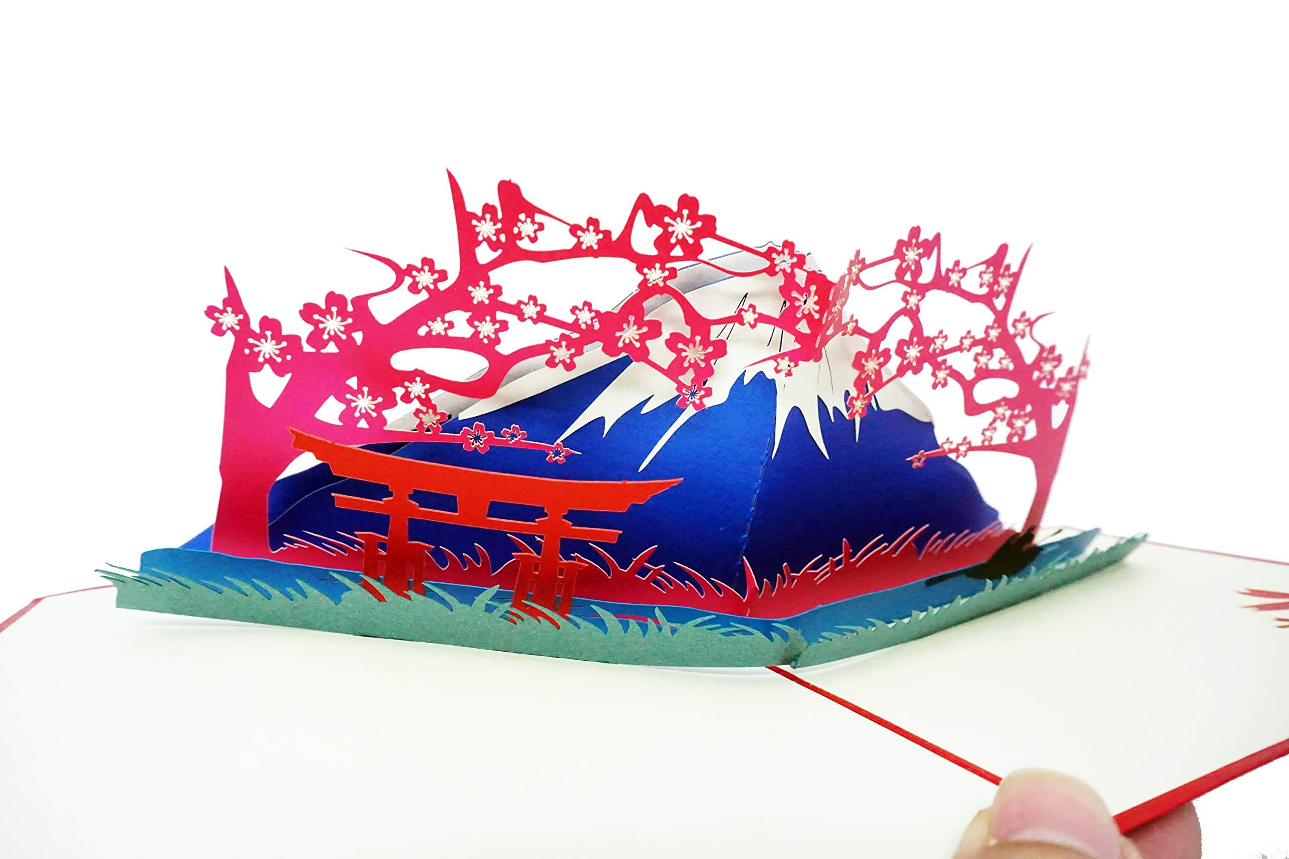 WOWPAPERART Fuji Mountain Japan - 3D Pop Up Greeting Card for All Occasions - Arigato, Thank you, Get Well, Good Luck, Travel, Congratulations - Fold Flat, Envelope
