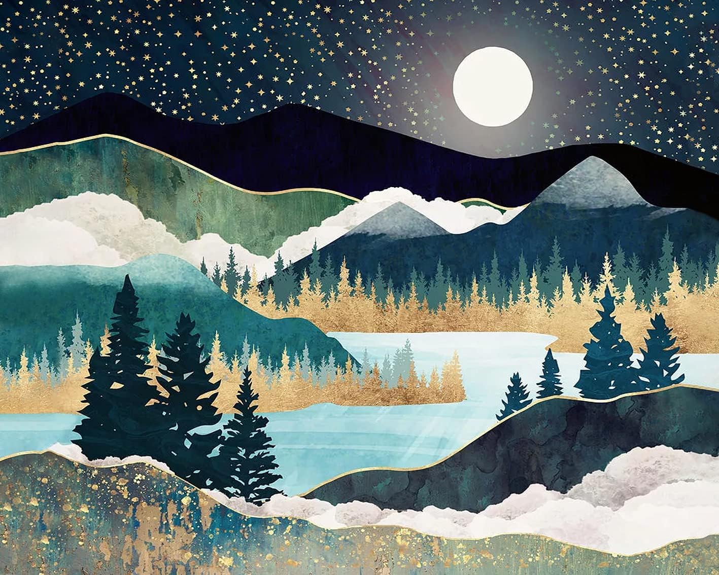 Paintings - TUMOVO Paint by Number for Adults Landscape Paint Number Kits Abstract Mountain Nature Scenery Color by Number Nordic Style Decor Artwork for Home Walls Special Painting Gift, 16