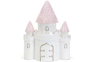 Child to Cherish Ceramic Dream Big Princess Castle Piggy Bank for Girls, Pink