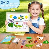 COOLJOY Wooden Magnetic Puzzle Board 100+ Pieces Pets Educational Drawings view 6