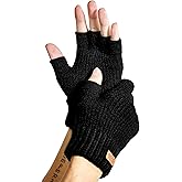 Winter Fingerless Gloves for Women Men, Warm Alpaca Wool Stretch Knit Cold Weather Adult Half Finger Glove for Driving