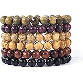 EGOINA Wooden Beaded Bracelet Multi-Layered Stretch Bracelet for Men and Women Elastic Bracelet 6pcs