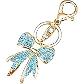 Gryshanyun Butterfly Bow Rhinestone Keychain, Sparkling Simulated Diamond Car Keychain for Women, Glitter Bag Pendant and Handbag Accessory