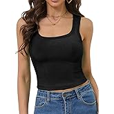 QIANXIZHAN Women's Cute Crop Tank Tops,Square Neck Croped Top Summer 2025 Camisole Sleeveless Clothes