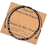 Inspirational 𝐌𝐨𝐫𝐬𝐞 𝐂𝐨𝐝𝐞 𝐁𝐫𝐚𝐜𝐞𝐥𝐞𝐭𝐬 𝐟𝐨𝐫 𝐖𝐨𝐦𝐞𝐧 𝐌𝐞𝐧 Mothers Day Birthday 𝐆𝐢𝐟𝐭𝐬 Mom Mother Father Daughter Aunt Grandmother Jewelry Cord Wrap Bracelet with Black Hematite Beads