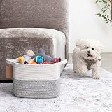 TIMEYARD Cotton Rope Storage Basket 33x25x22.5 cm Grey with Labels view 5