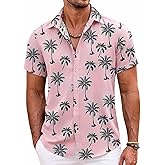 COOFANDY Mens Hawaiian Shirts Short Sleeve Casual Button Down Beach Vacation Summer Shirt