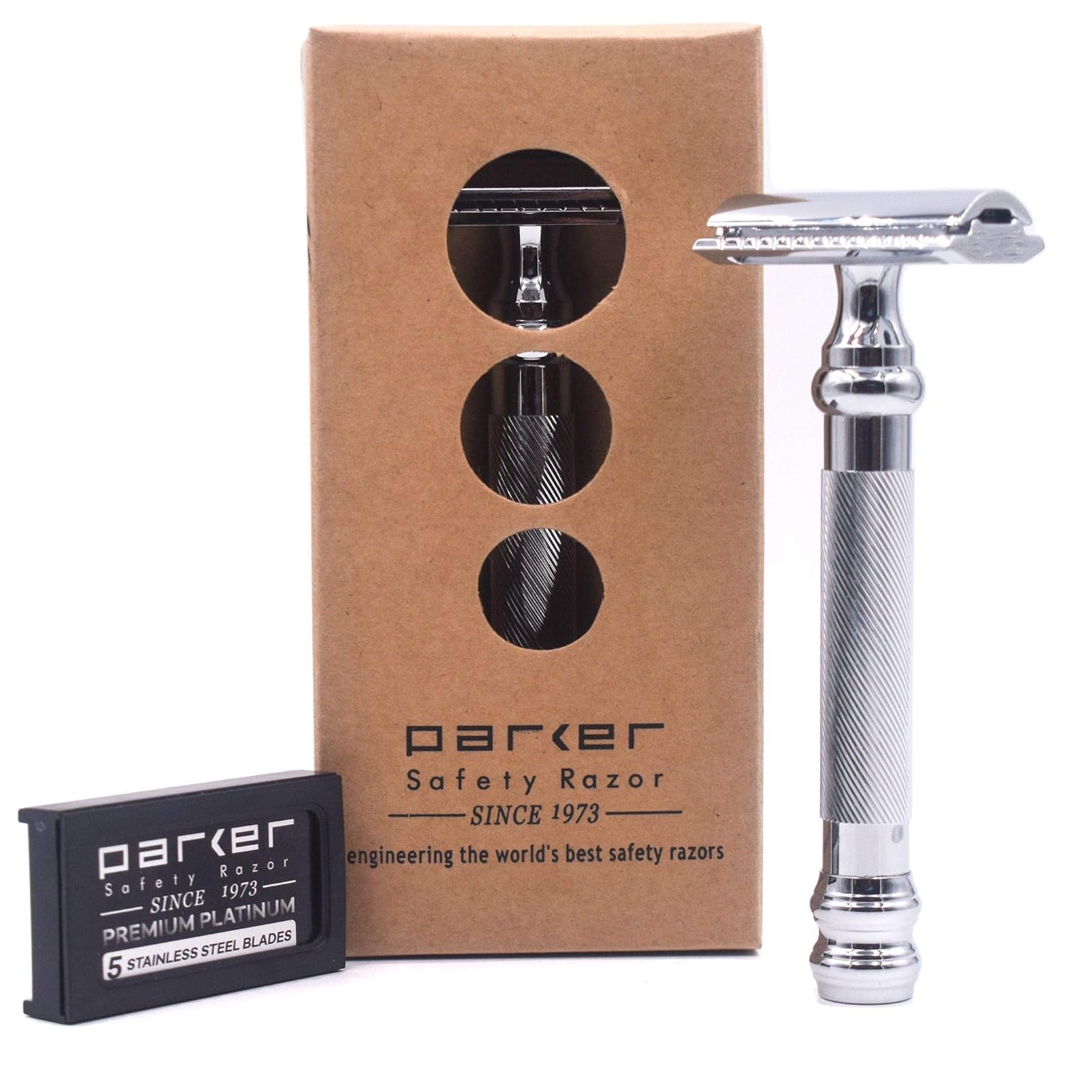 Amazon Com Parker 98r Ultra Heavy Weight Long Handle Double Edge Safety Razor 5 Blades Beauty