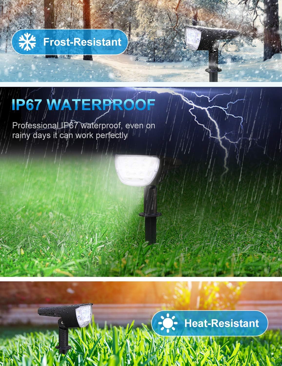 Solar Landscape Spotlights Outdoor, [6 Pack/3 Modes] LiBlins 2-in-1 Solar Landscaping Spotlights, IP67 Waterproof Solar Powered Wall Lights for Yard Garden Patio Driveway Pool (Cold White/33 LED) - - 