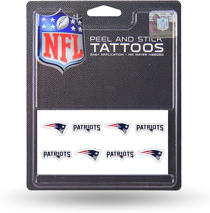 Amazon Com Nfl Rico Industries Face Tattoos 8 Piece Set New England Patriots Sports Outdoors