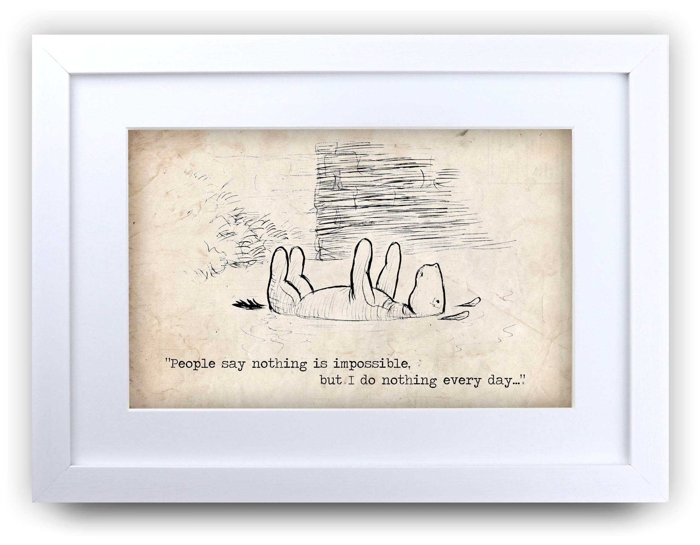 HWC Trading Winnie the Pooh Impossible A4 Framed Printed Quote Nursery Print Baby Shower Room Gifts New Born Bedroom Gift Print Photo Picture Display