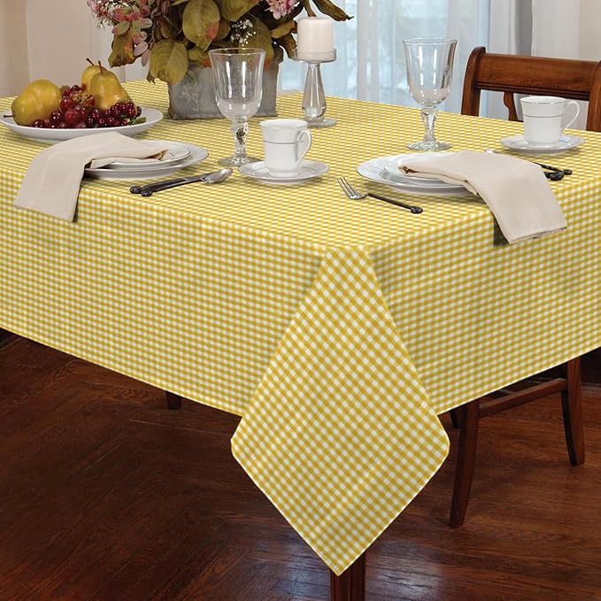 Gingham Check Tablecloth Dining Room or Kitchen Table Linen 72” Round