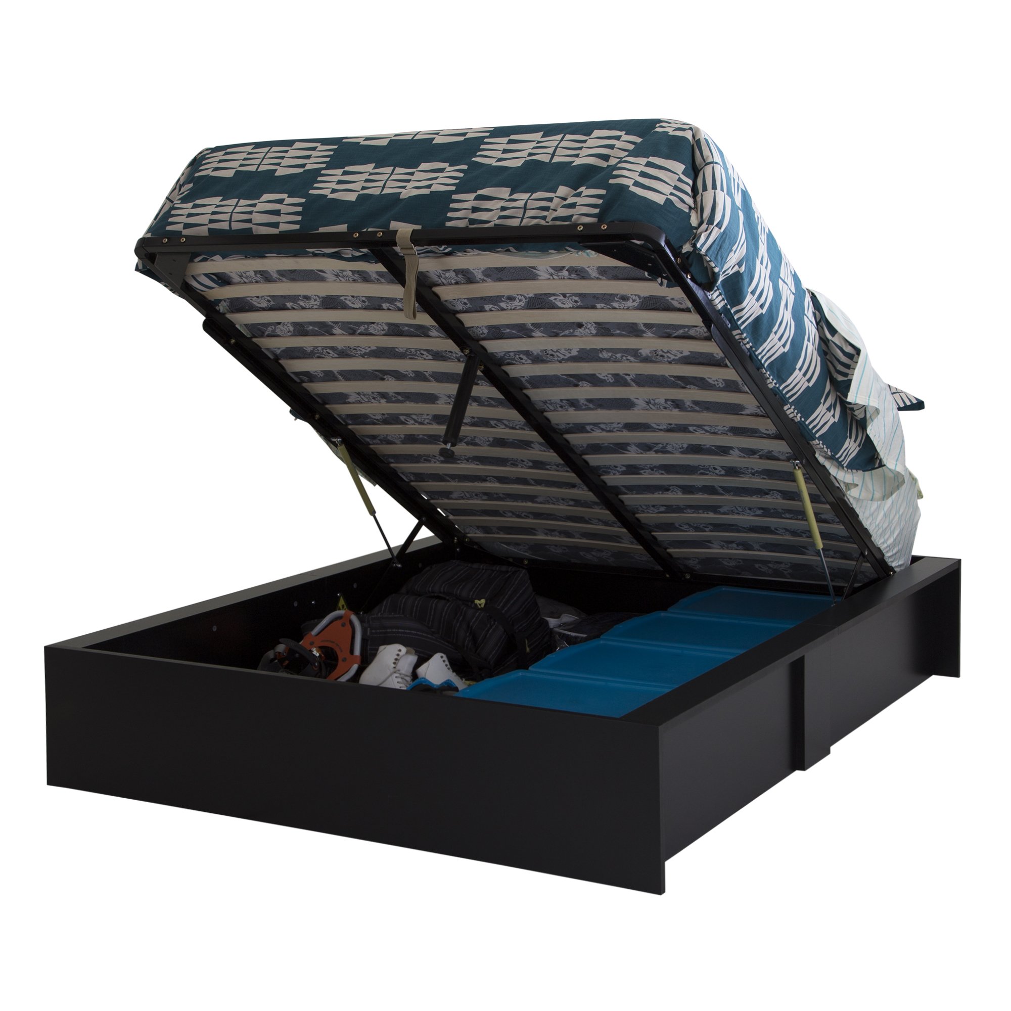 South Shore Step One Ottoman Storage Bed, Queen 60Inch, Pure Black