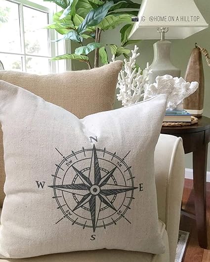 Amazon Com Venus50lizz Compass Pillow Cover Coastal Beach Cottage