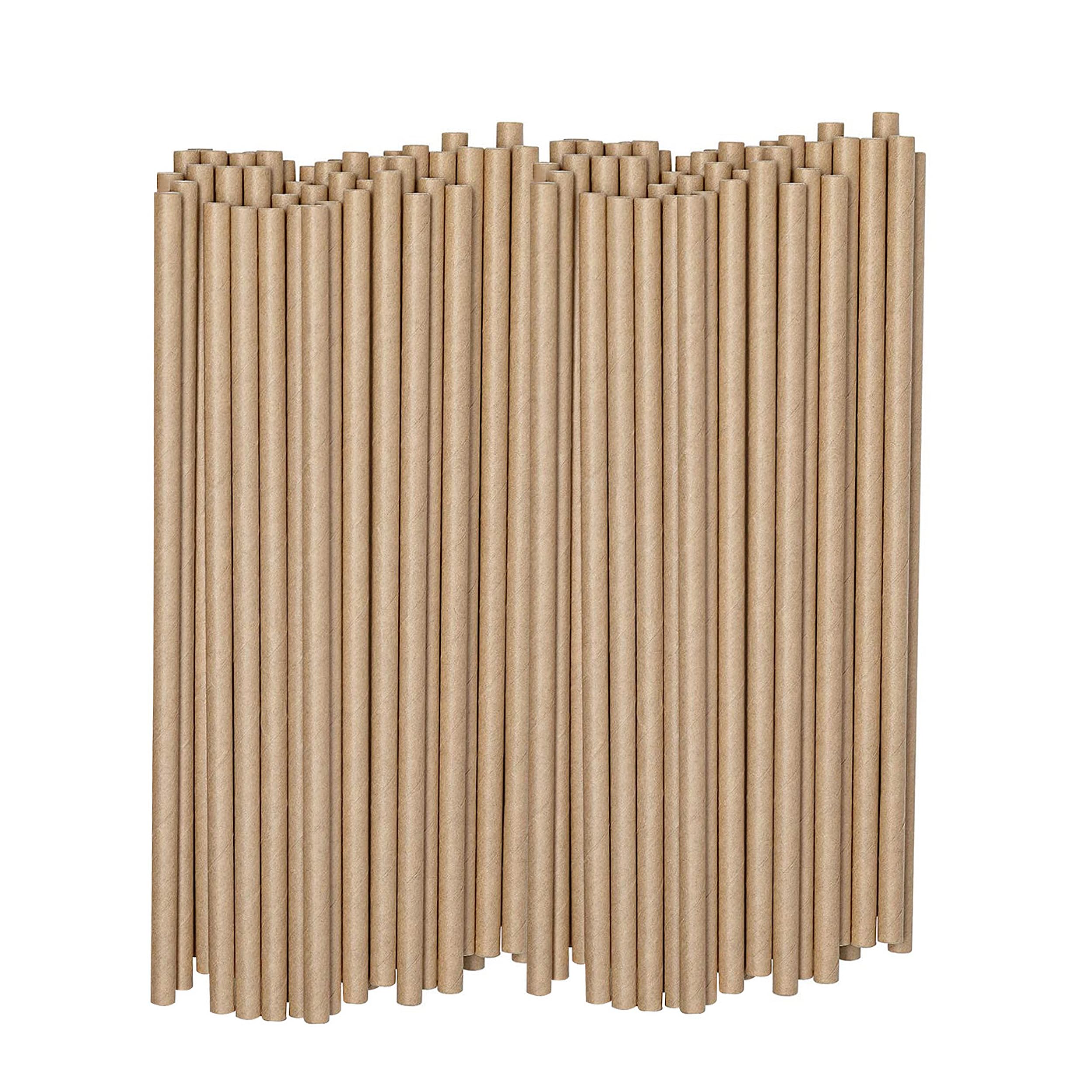 50 Biodegradable Paper Straws, Brown and Disposable Straws