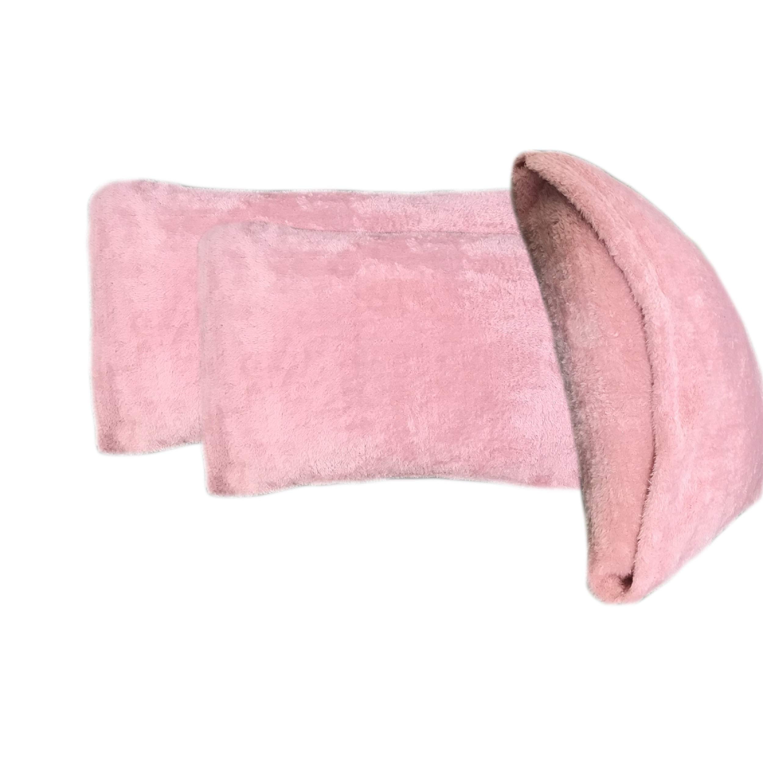 Fleece Plain Pillowcase Cover One Pair Only Teddy Bear Sherpa Fleece Super Soft Non-Allergenic Orthopaedic (Blush Pink, Plain Pillowcase Set)