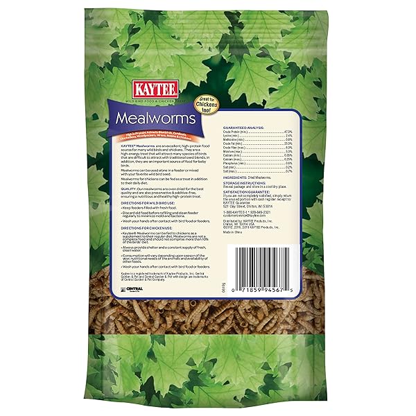 KAYTEE WILD BIRD FOOD MEALWORMS FOR BLUEBIRDS, WRENS, ROBINS, CHICKADEES, WOODPECKERS, CARDINALS & CHICKENS, 3.5 OUNCE