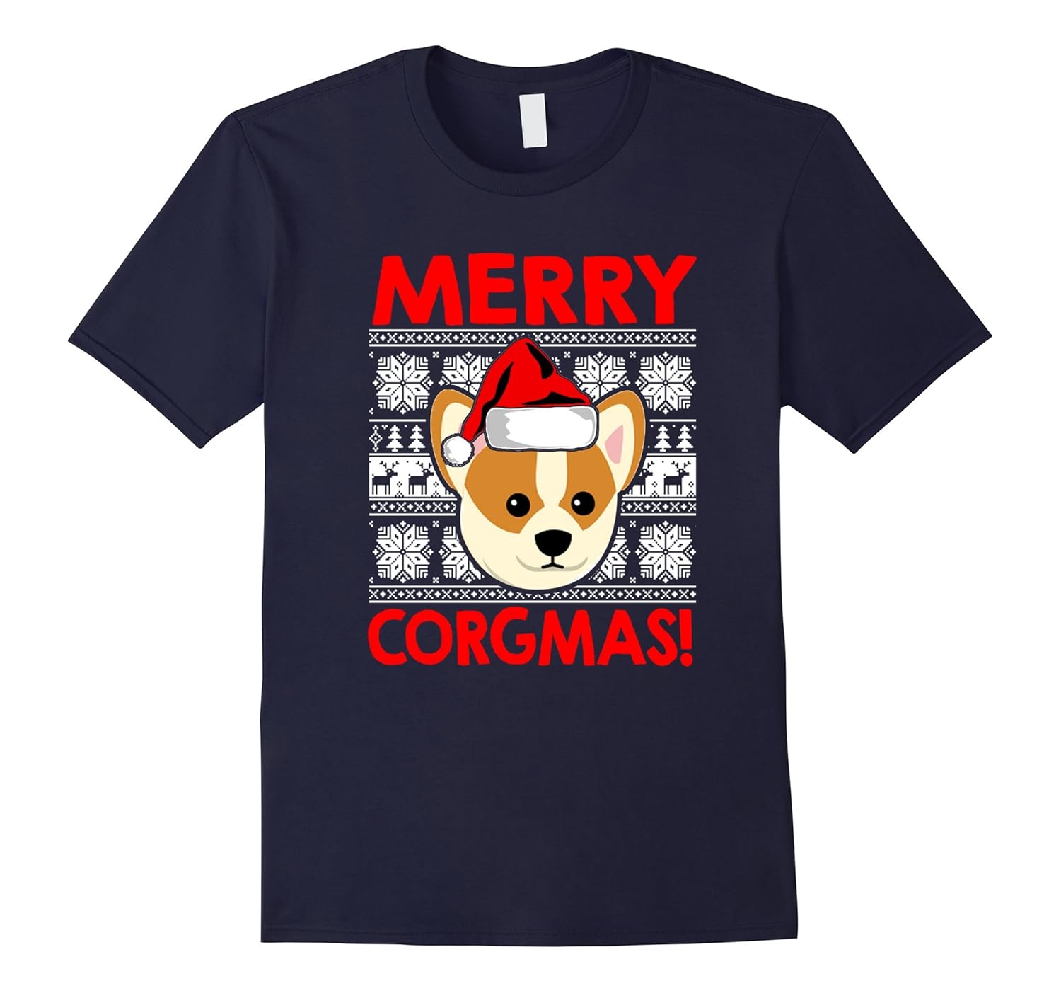 Funny Christmas Santa Corgi Dog Merry Corgmas Tee Shirt-Rose