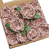 Ling's moment Flowers 16pcs Dusty Rose Blooming Peonies Artificial Flowers with Stem, Artificial Peony Flowers for DIY Wedding Decorations Centerpieces Bouquets Boutonnieres