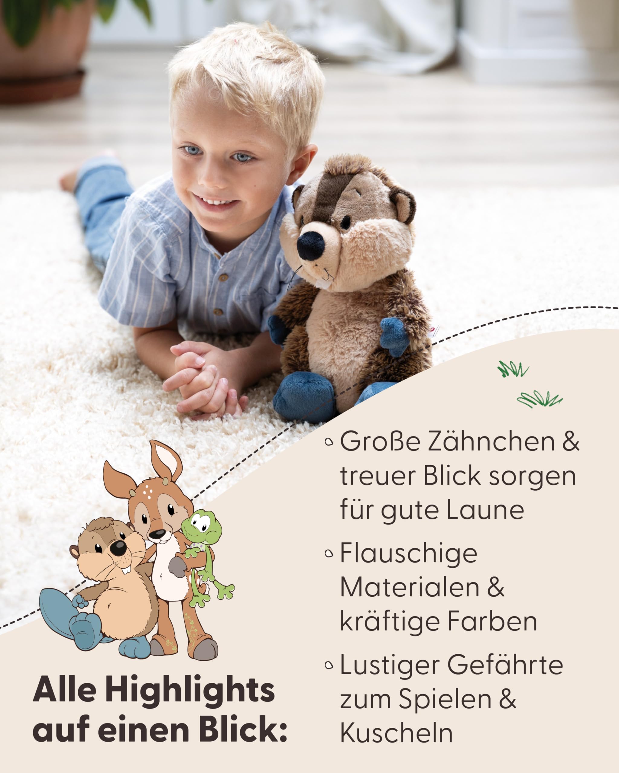 NICI Kuscheltier Biber Harry Woodsnacker 45cm - braun - Weiches Plüschtier – niedliches Stofftier zum Kuscheln & Spielen – tolle Geschenkidee für Kinder & Erwachsene - 62273 5