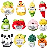 HunnmingRe 12 Pcs Valentines Day Cute Crochet Doll with Positive Card Soft Wool Animals Creative Knitting Dolls for Positive Support Inspirational Birthday Valentines Gift(Mushroom Style)