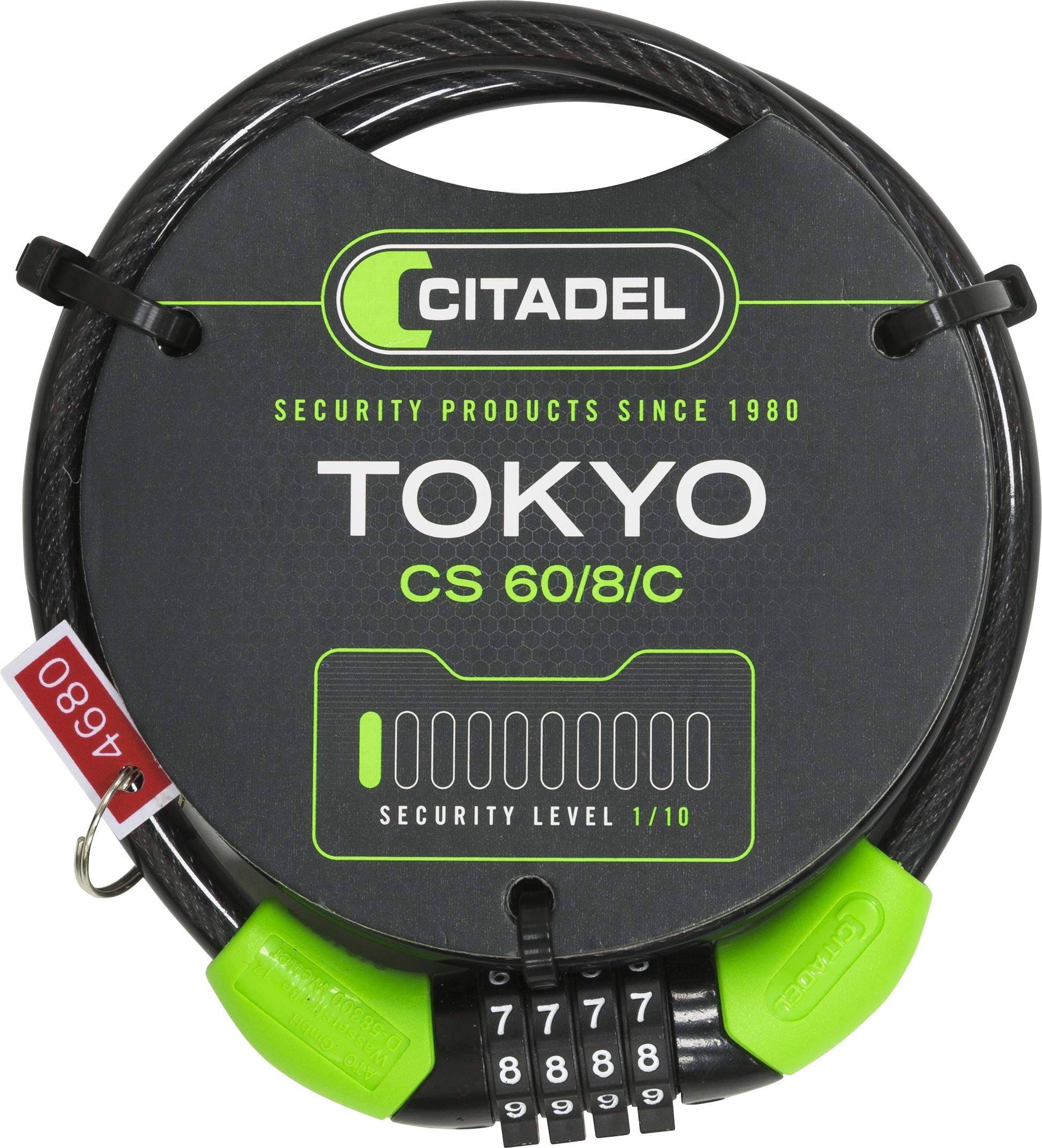 Citadel Tokyo CS 80/10 Combination Cable Lock Adult, Black, 80 cm