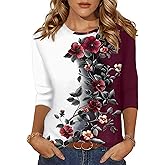 Zeagoo Women's Casual 3/4 Sleeve T-Shirts Round Neck Cute Tunic Tops Basic Tees Blouses Business Work Tee Top